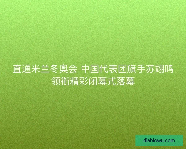 直通米兰冬奥会 中国代表团旗手苏翊鸣领衔精彩闭幕式落幕